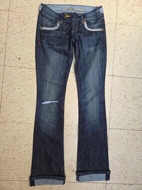 GUESS Premium Womens Jeans Blue Slim Bootcut Stone Wash W23 L33